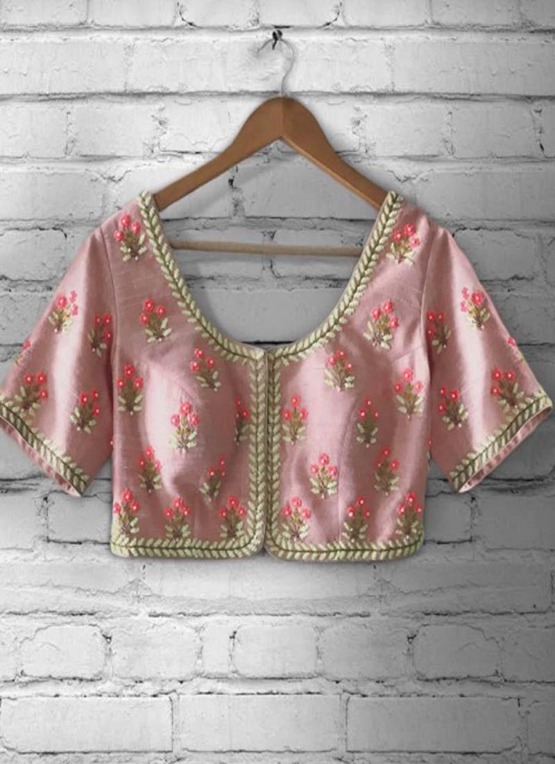 Elegant Baby Pink Embroidered Blouse: Traditional Ethnic Charm with Modern Style Outlet Brand New Unisex