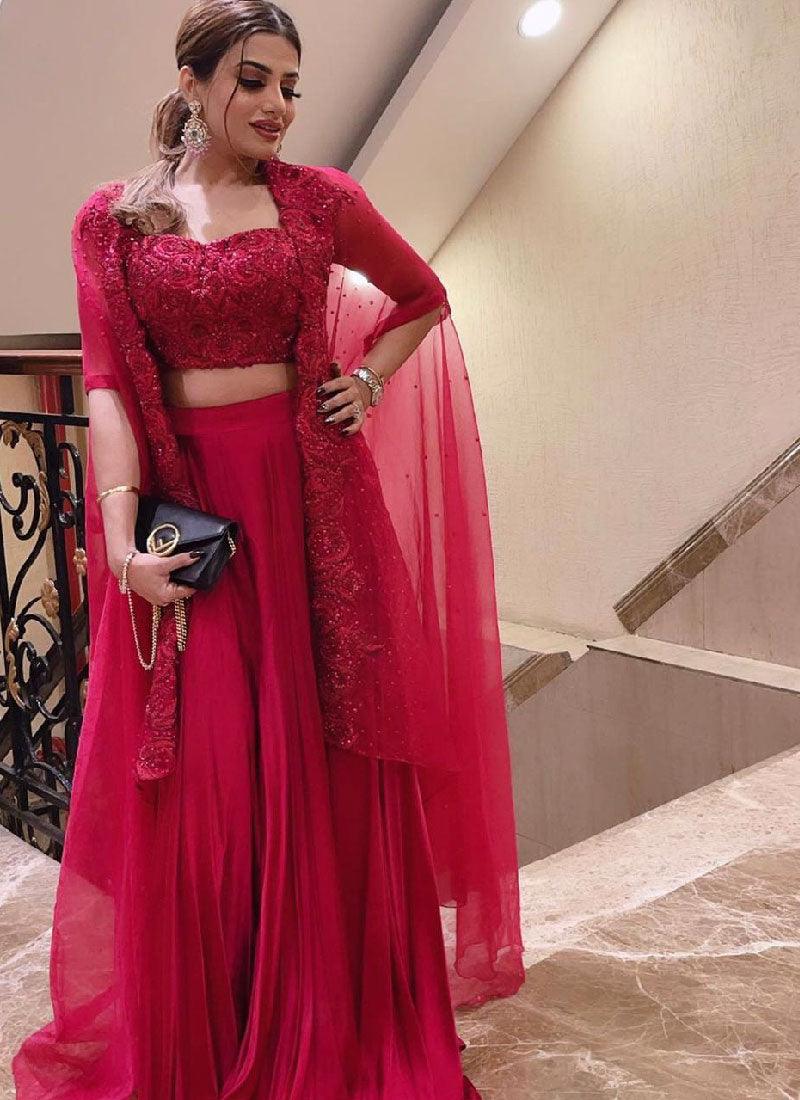 Stylish Look pink Color Georgette Base Party Wear Indo-Western Lehenga Choli Outlet Big Discount