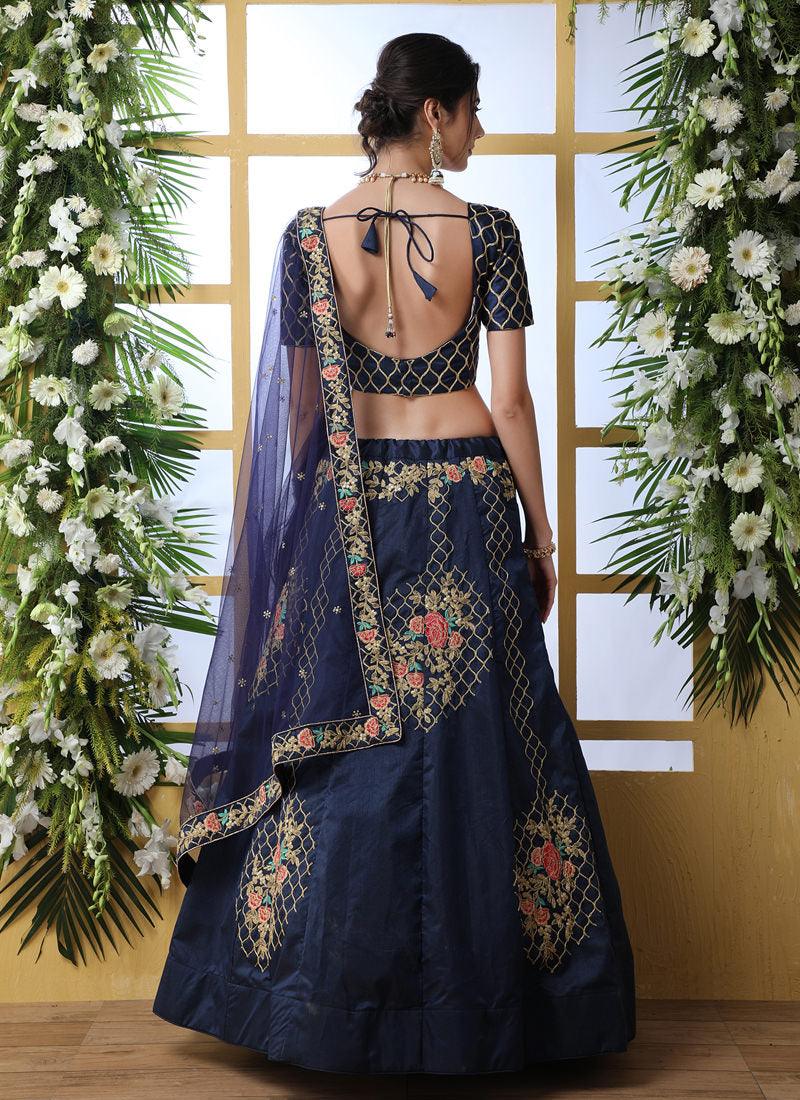 Navy Blue Art Silk Base Lehenga Choli Best Pices