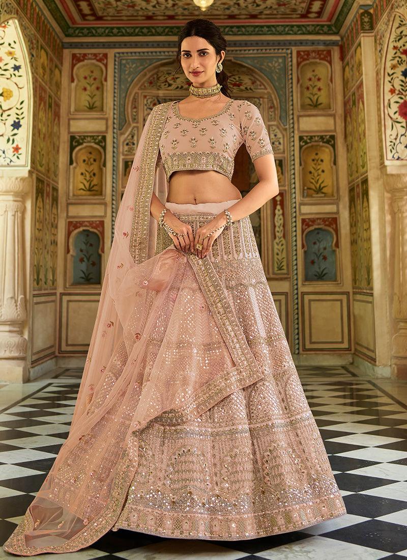 Mauve Pink Color Zari And Sequins Work Lehenga Choli Free Shipping Inexpensive