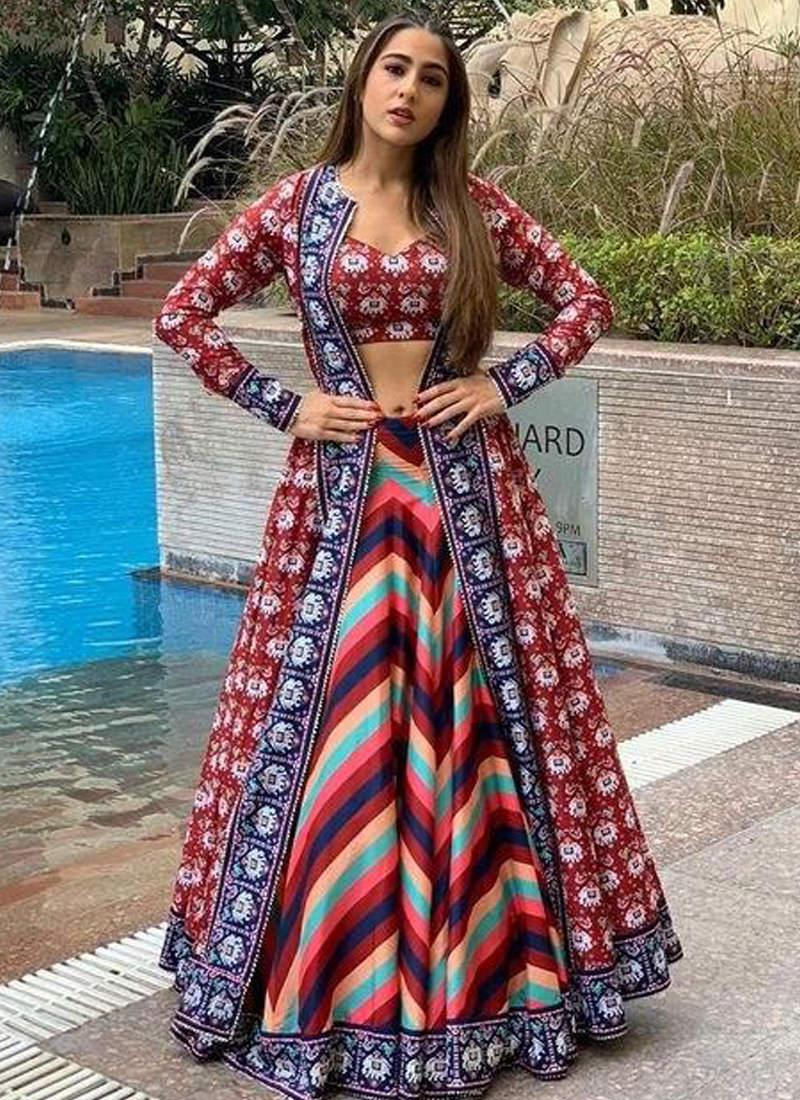 Multi Digital Print Silk Long Lehenga Choli Clearance Marketable