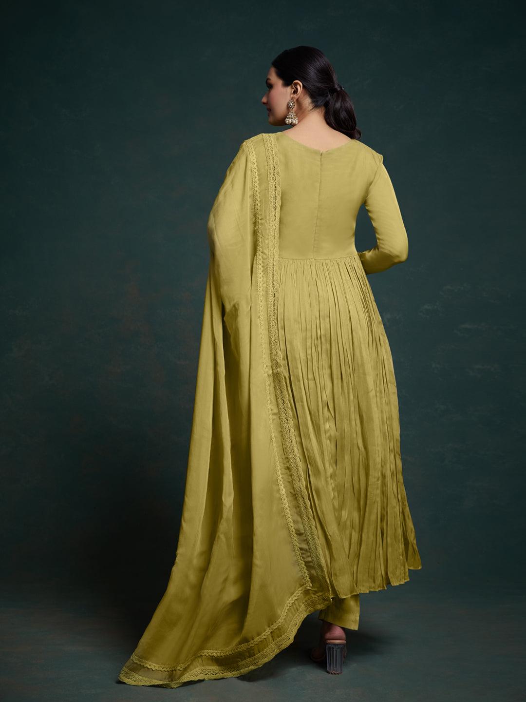 Olive green salwar kameez with dupatta set Discount Authentic Online