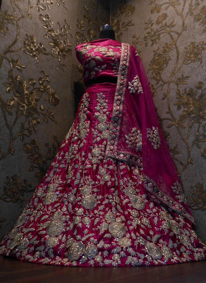 Pink Dori Work Velvet Lehenga Choli And Dupatta Set Discount Footlocker Pictures