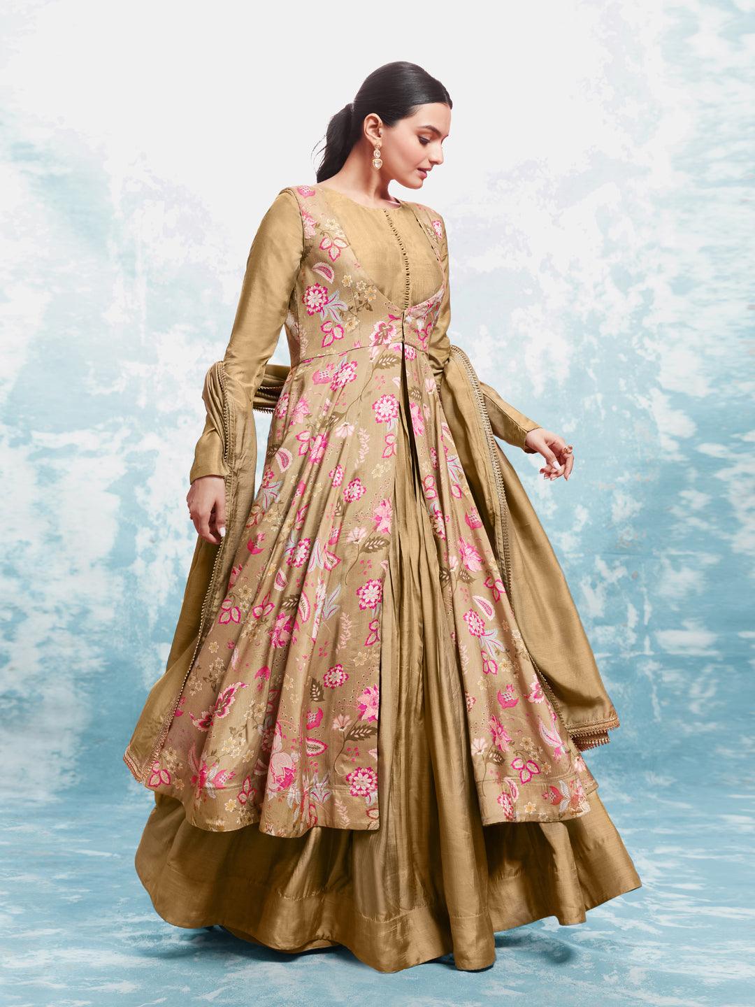 Olive color floral pattern ready-to-wear Gown Buy Cheap Visit