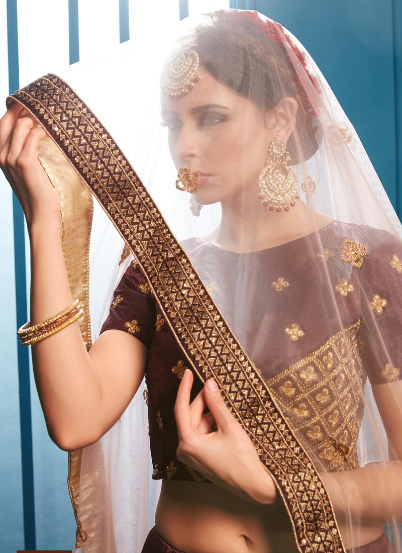 Elegant Brown Color Designer satin Base Lehenga Choli Cheap Online Store Manchester