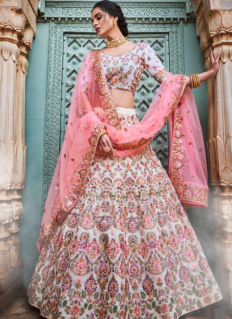 Off White Georgette Base Designer Lehenga Choli Cheap Get To Buy