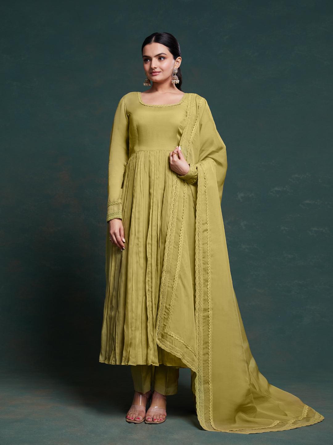 Olive green salwar kameez with dupatta set Discount Authentic Online