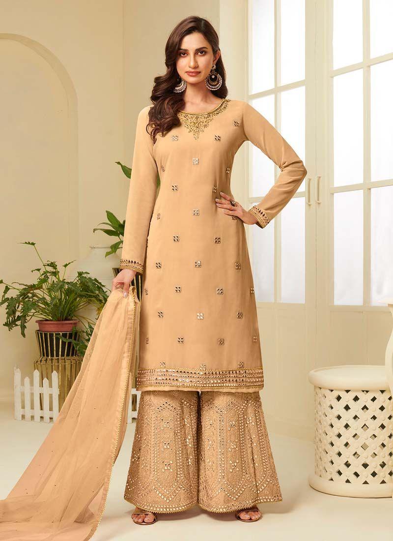 Cool Cream Color With Embroidered Palazzo Suit Discount Footlocker Pictures