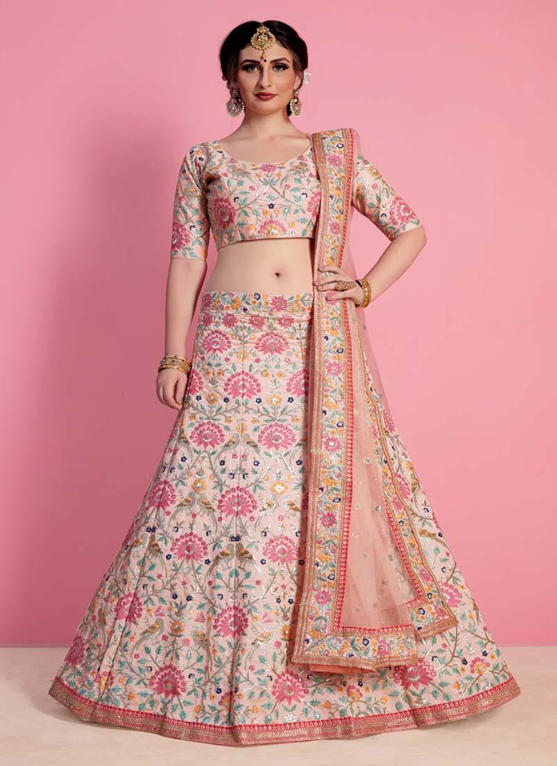 Peach Heavily Embelished Lehenga Choli Online Online Original