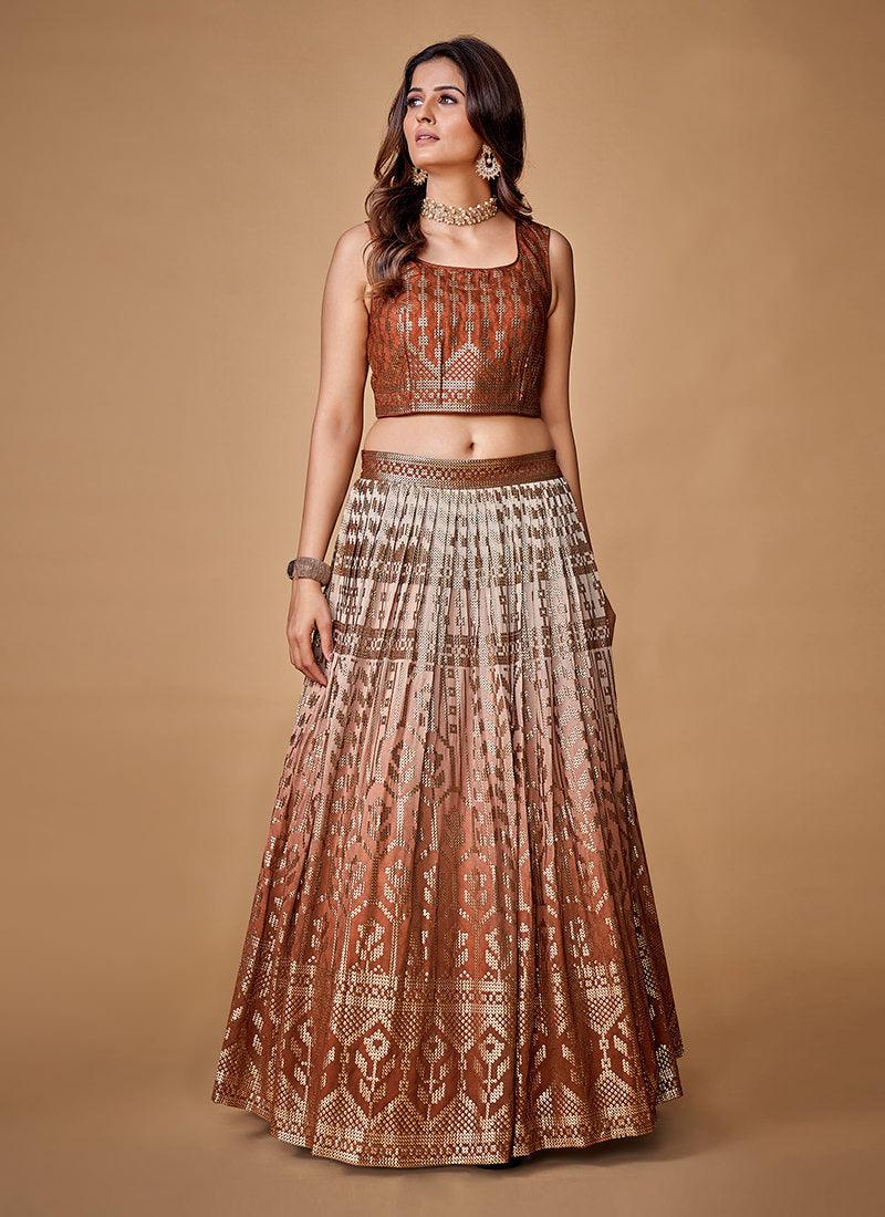 Double Shaded Brown Flared Lehenga Buy Cheap Buy