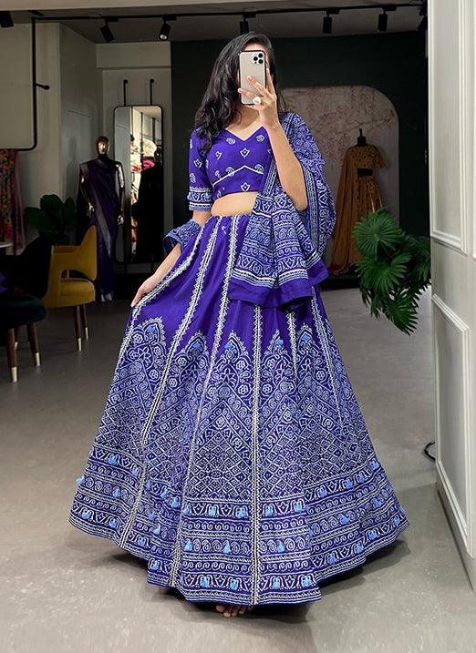 Navy Blue Gota Patti & Tassels Work Navratri Lehenga Choli Collections