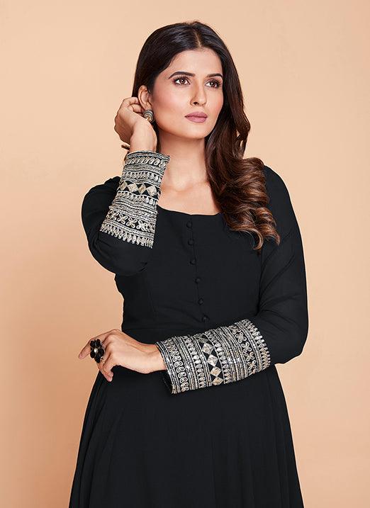 Affectionate Black Color Georgette Festival Gown Footlocker Cheap Online