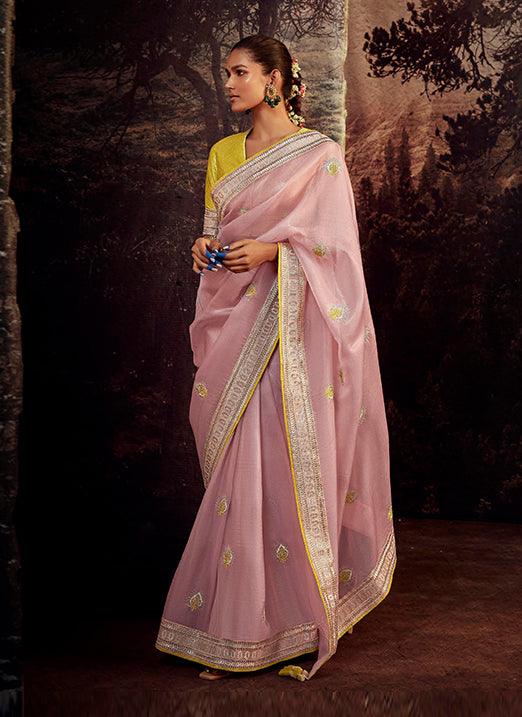 Peach Color with Weaving Embroidery Pastel Saree Buy Cheap Cheap