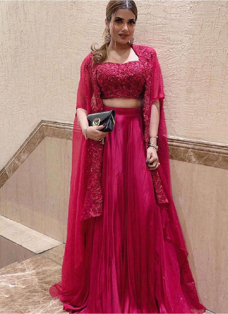 Stylish Look pink Color Georgette Base Party Wear Indo-Western Lehenga Choli Outlet Big Discount