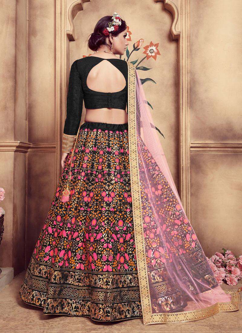 Black Sequins Hand Work And Soft Net Silk Lehenga Choli Cheap Very Cheap