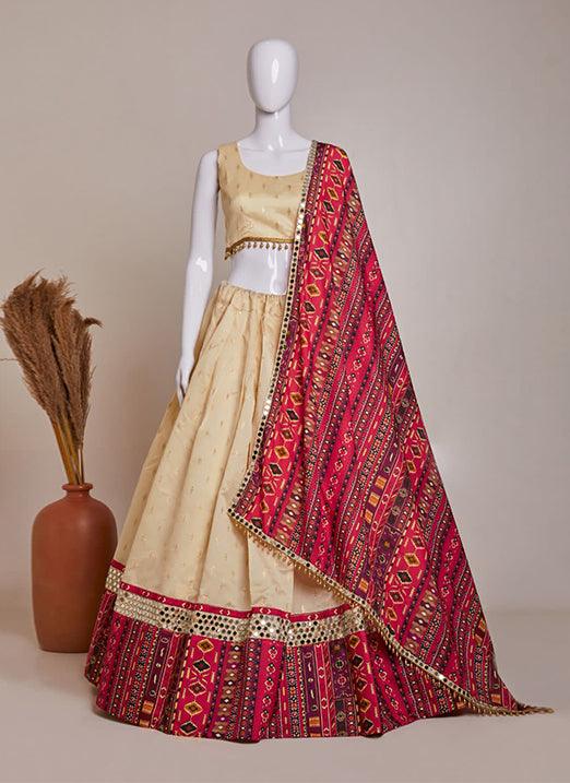 Red Lehenga Choli with Dori Embroidery & Mirror Work Outlet Online Shop