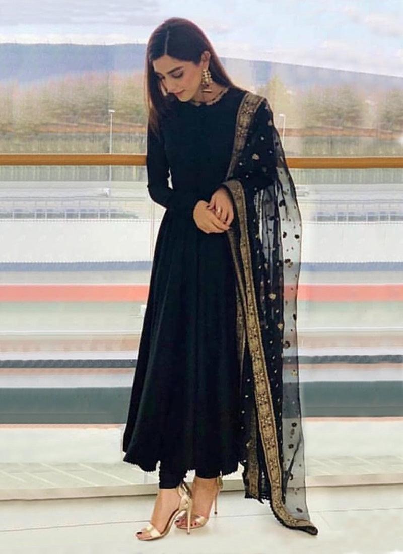 Black Color Georgette Base Party Wear Anarkali Dress Buy Cheap Release Dates