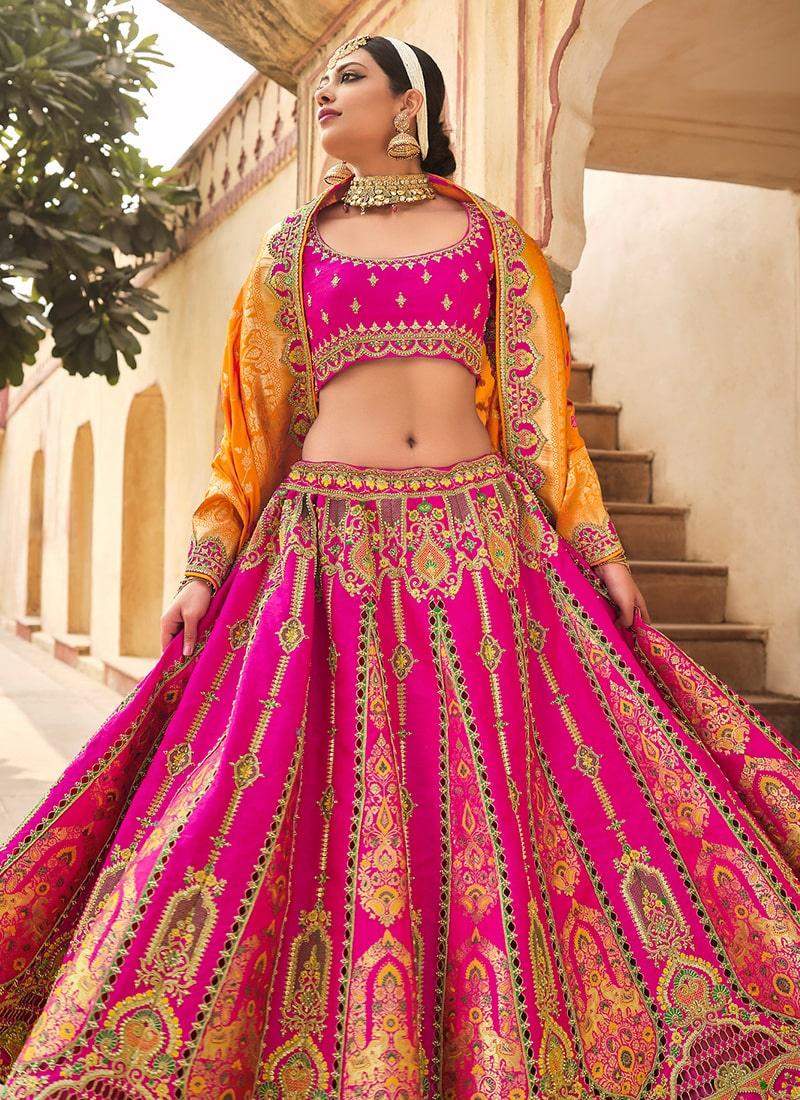 Pink Colored Silk Base Stone And Dori Work Lehenga Explore Cheap Pice