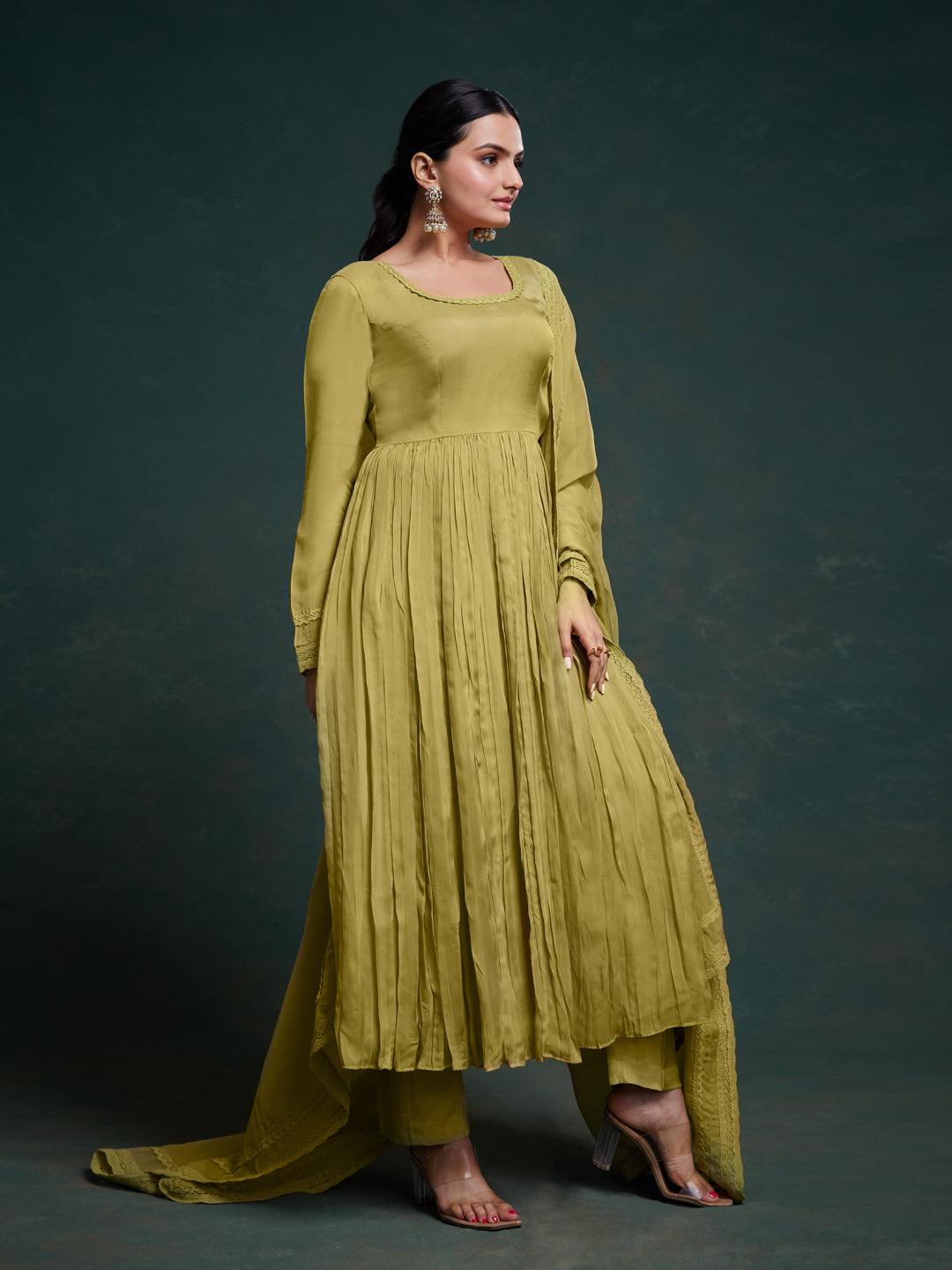 Olive green salwar kameez with dupatta set Discount Authentic Online