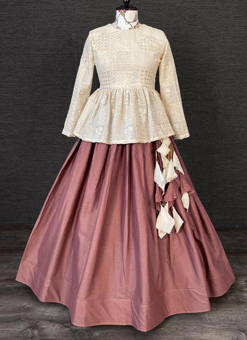 Festive Wear Brown Color Cotton Base Plain Lehenga Best Seller Cheap Pice