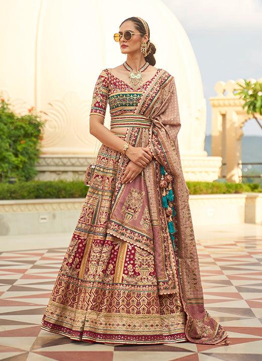 Rajwadi Silk Sparkle & Mirror Work Beige Lehenga Choli Footlocker Pictures