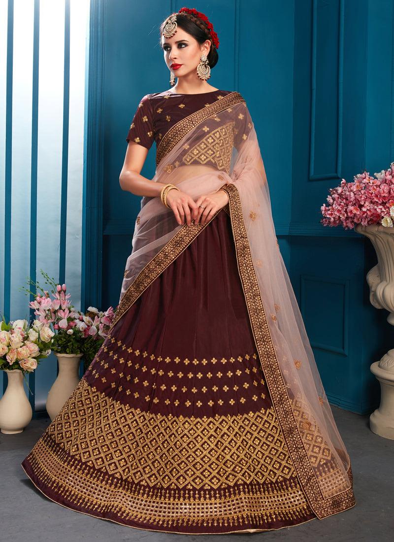 Elegant Brown Color Designer satin Base Lehenga Choli Cheap Online Store Manchester