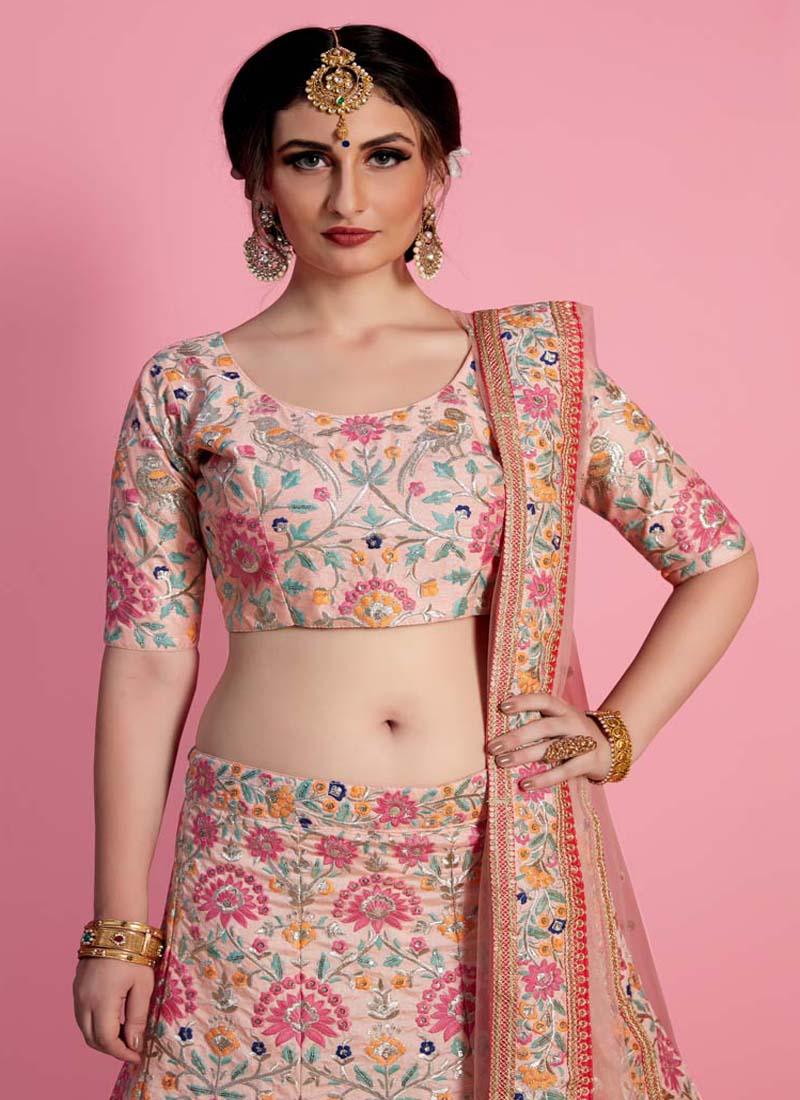 Peach Heavily Embelished Lehenga Choli Online Online Original