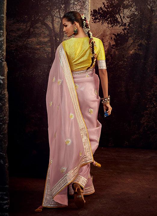 Peach Color with Weaving Embroidery Pastel Saree Buy Cheap Cheap