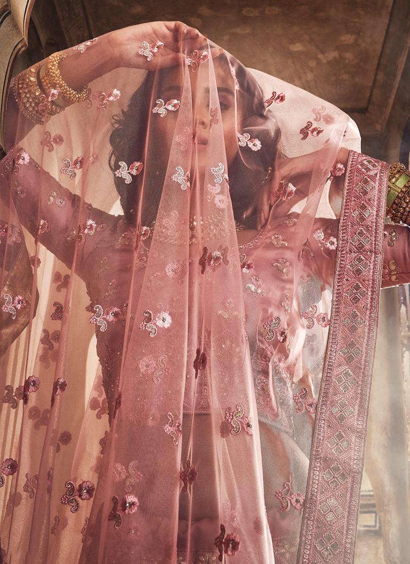 Salmon Pink Satin Base Designer Lehenga Choli Buy Cheap 2025 New