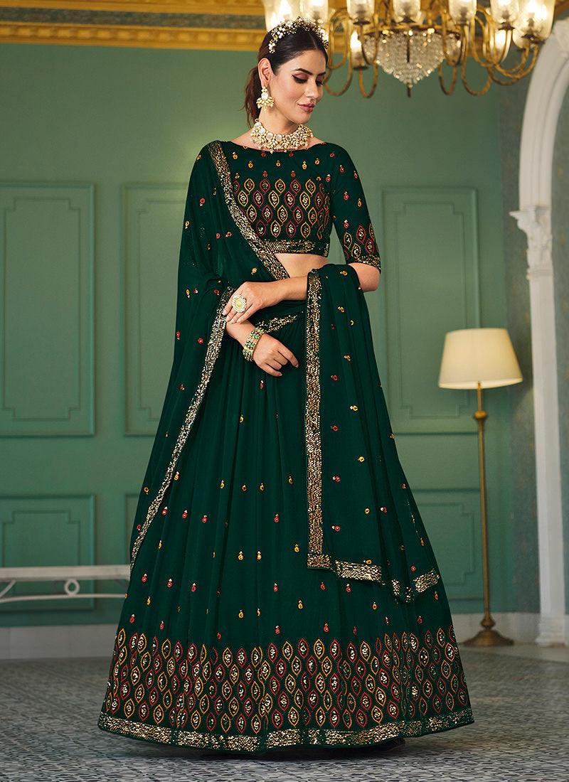 Green Georgette Umbrella Lehenga Online Online Cheap Online