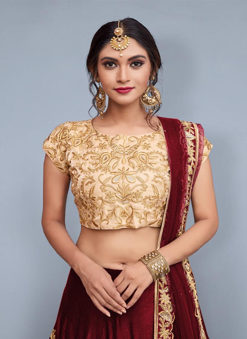 Delicate Maroon Heavily Embellished Wedding Wears Lehenga Choli Buy Cheap Inexpensive