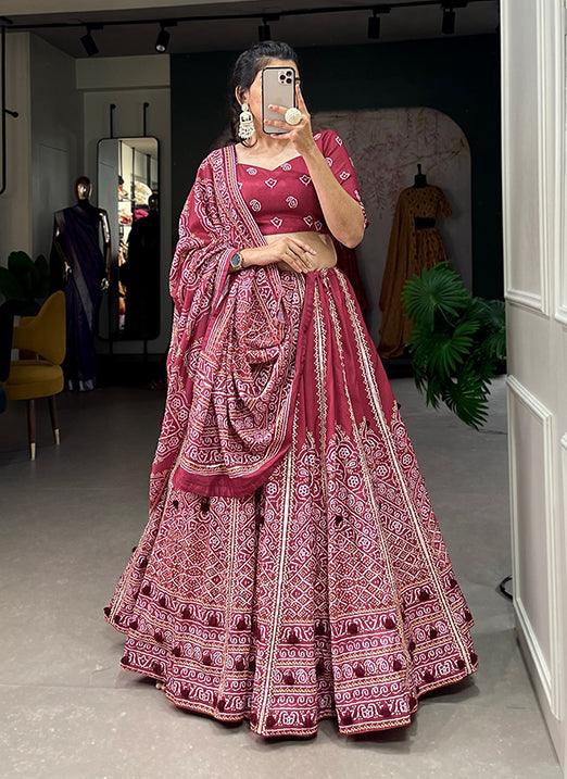 Maroon Gota Patti & Tassels Work Navratri Lehenga Choli Discount Classic