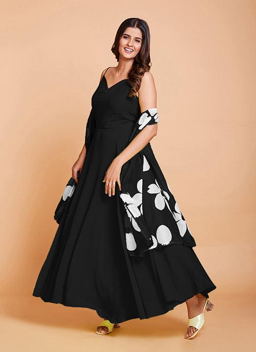 Lovable Black Fox Georgette Gown for Raksha Bandhan Discount Inexpensive