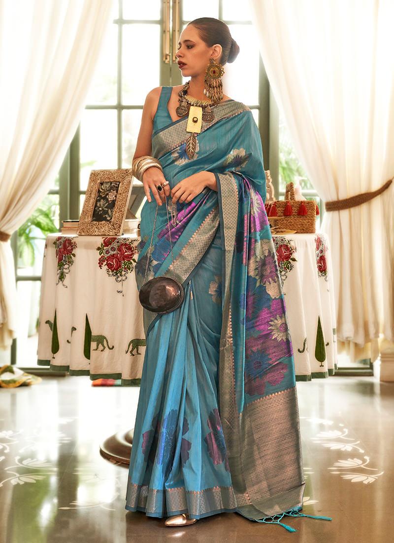 Multi-Colored Sequins Work Pine Green Silk Saree Sale Best Seller