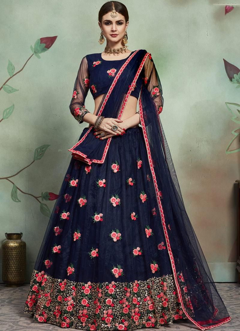 Inspiring Embroidery Work Navy Blue Lehenga Choli Clearance Free Shipping