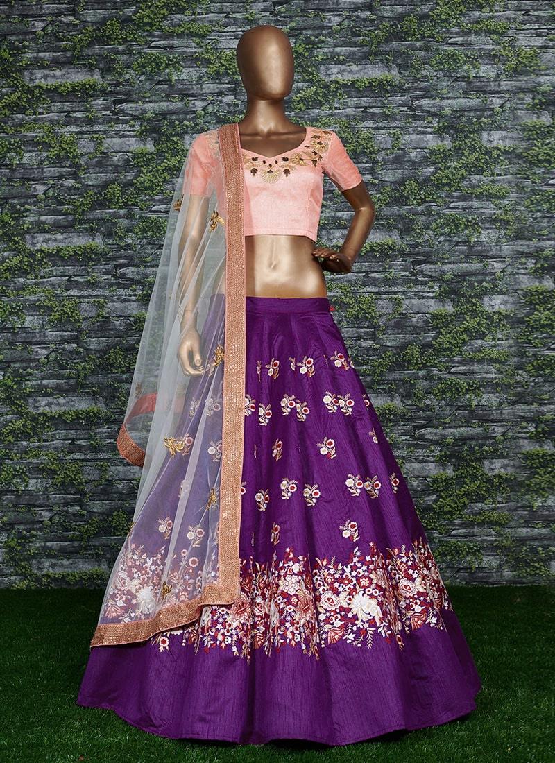 Purple Lehenga Paired With Blush Pink Blouse With Dupatta Set Discount Shop For