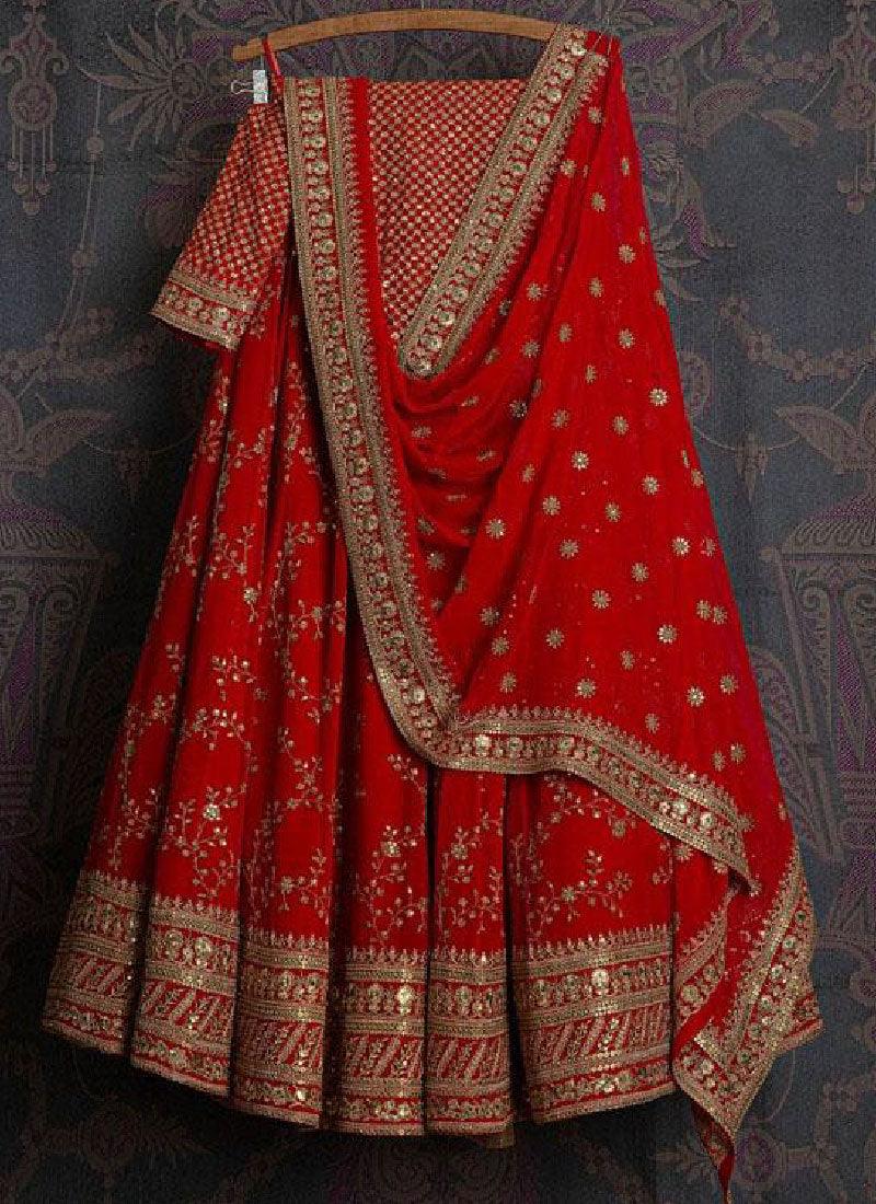 Georgette Base Embroidery Work Glamorous Red Lehenga Choli Great Deals Sale Online