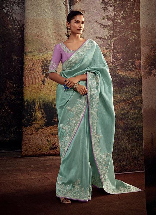 Pista Color with Weaving Embroidery Pastel Saree Outlet 2025 New