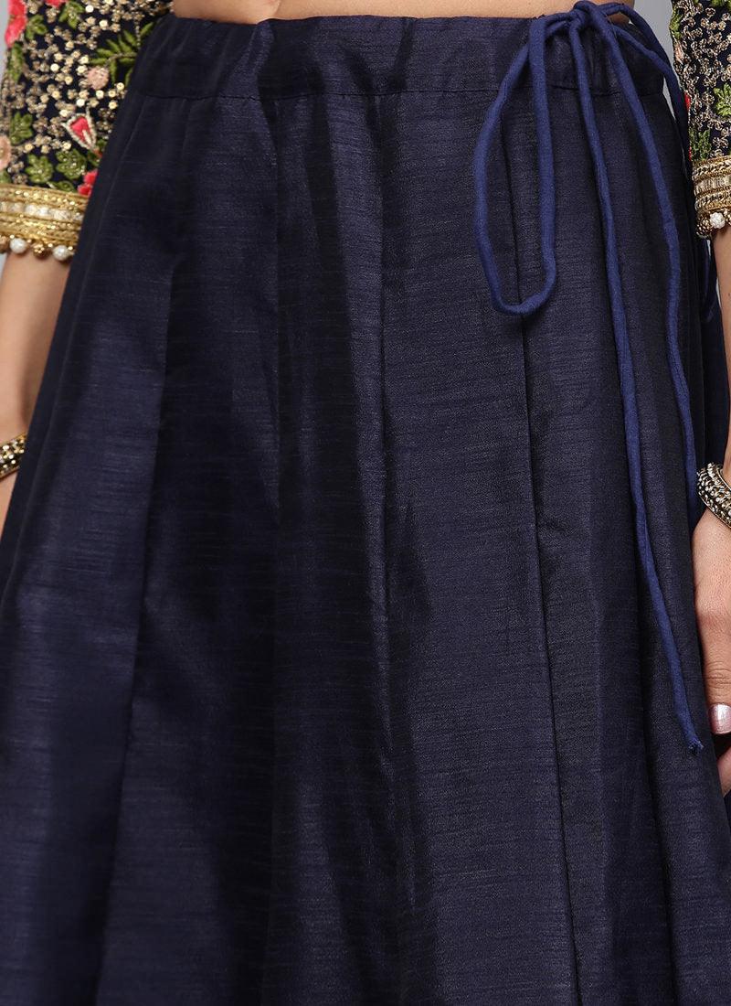 Amusing Navy Blue Heavily Embellished Flared Lehenga Choli Sale Enjoy