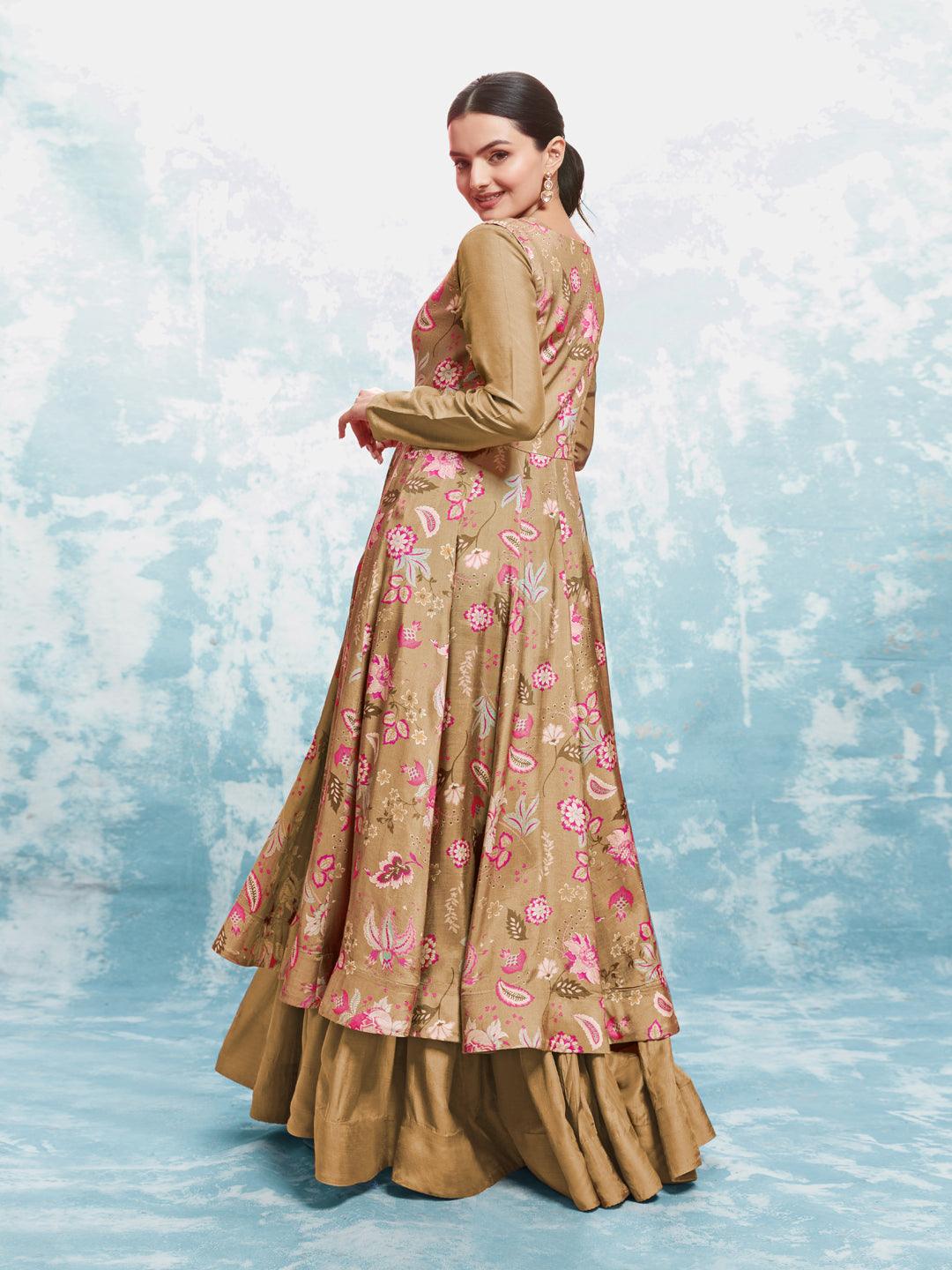 Olive color floral pattern ready-to-wear Gown Buy Cheap Visit