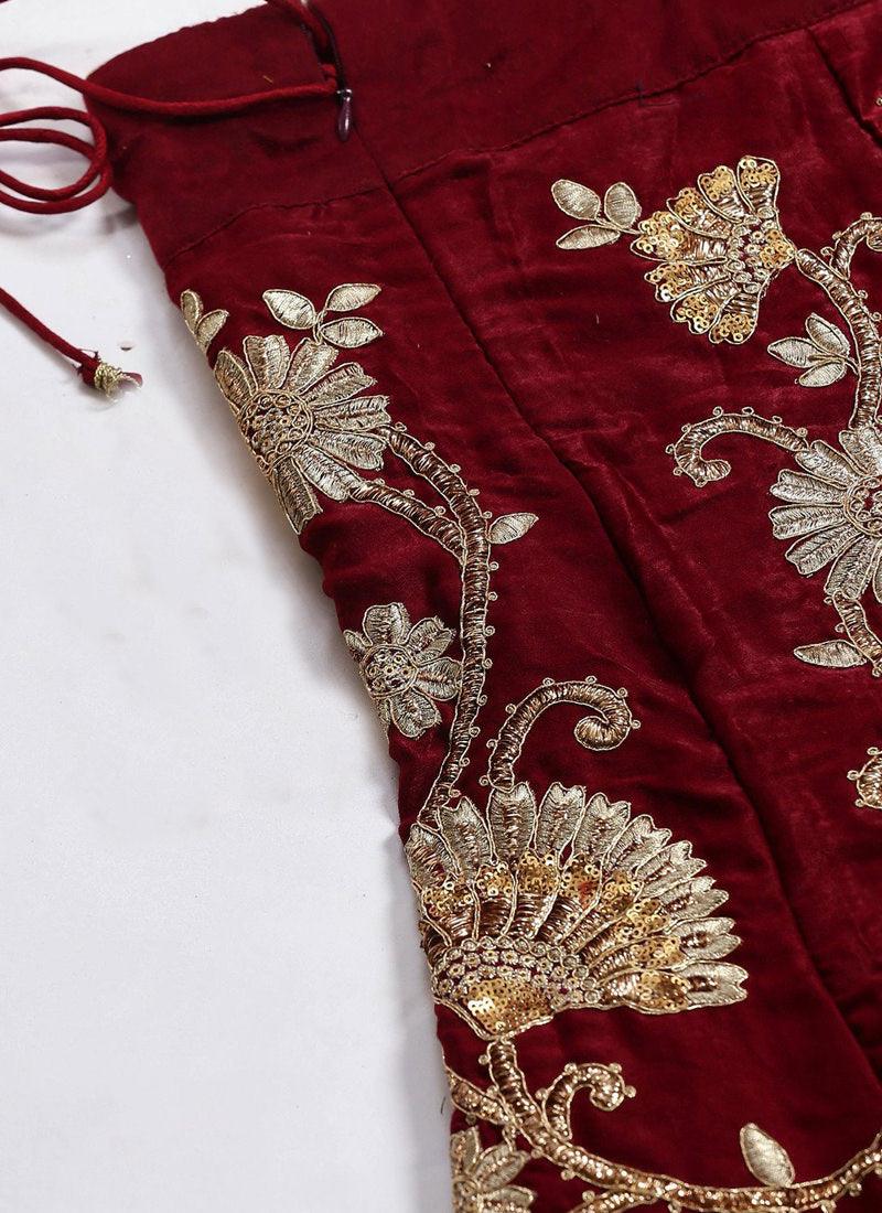 Maroon Machine Embroidery Lehenga Choli With Sequins Embellished Recommend Online