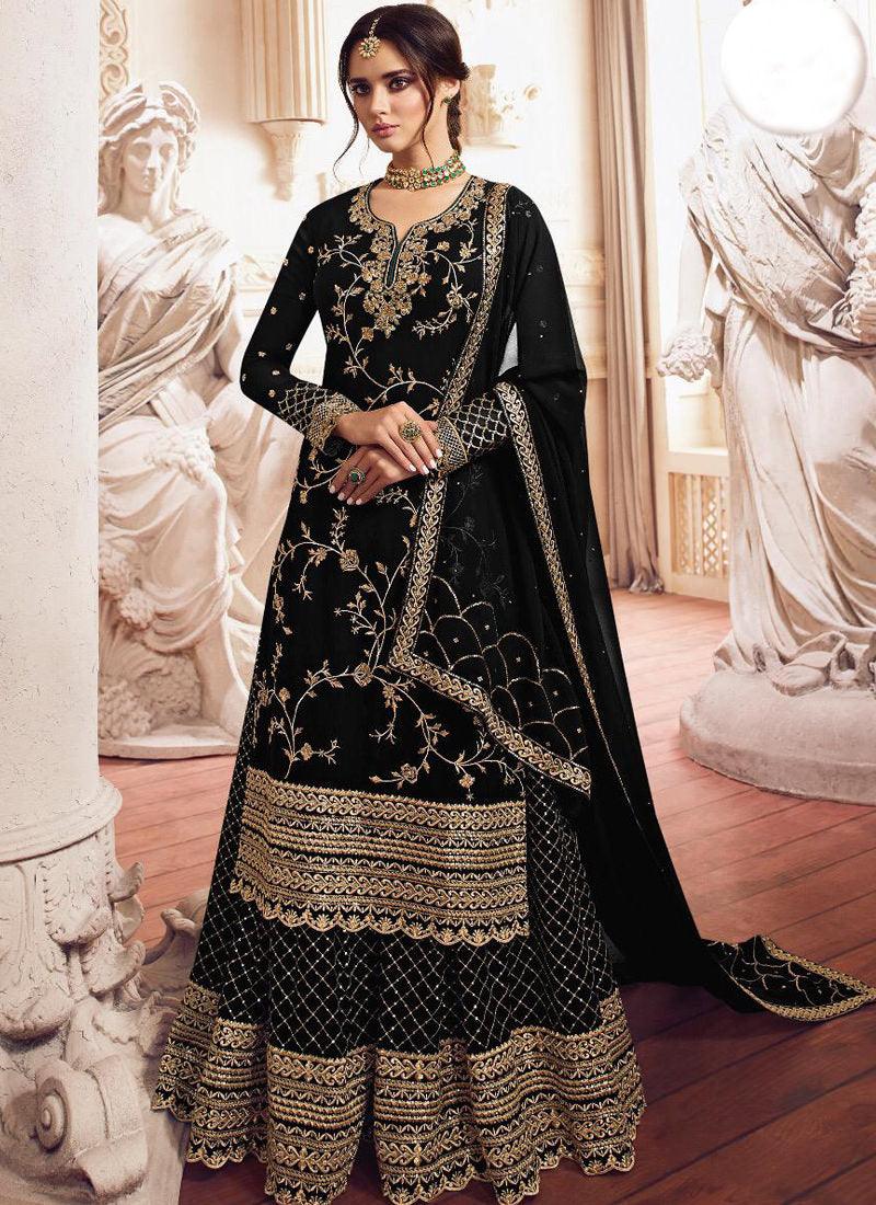 Dashing Black Zari Georgette Pakistani Palazzo Salwar Suit Clearance Shop