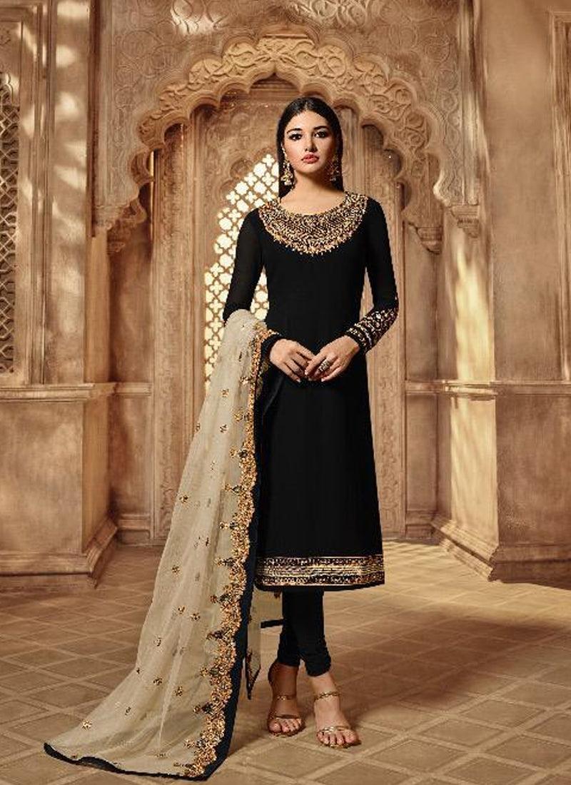 Fabulous Black Color Designer Wedding Wear Salwar Kameez Suit Discount Visit New