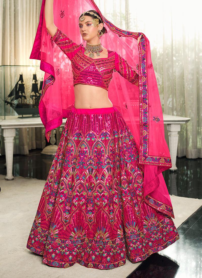 Deep Pink Heavy Lehenga Choli Extremely Cheap Online