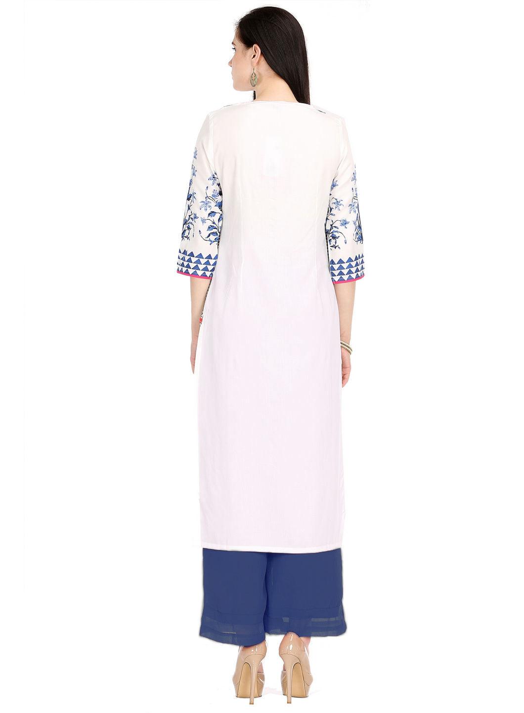 Wonderful White Color Printed Long Casual Kurti Outlet Finishline