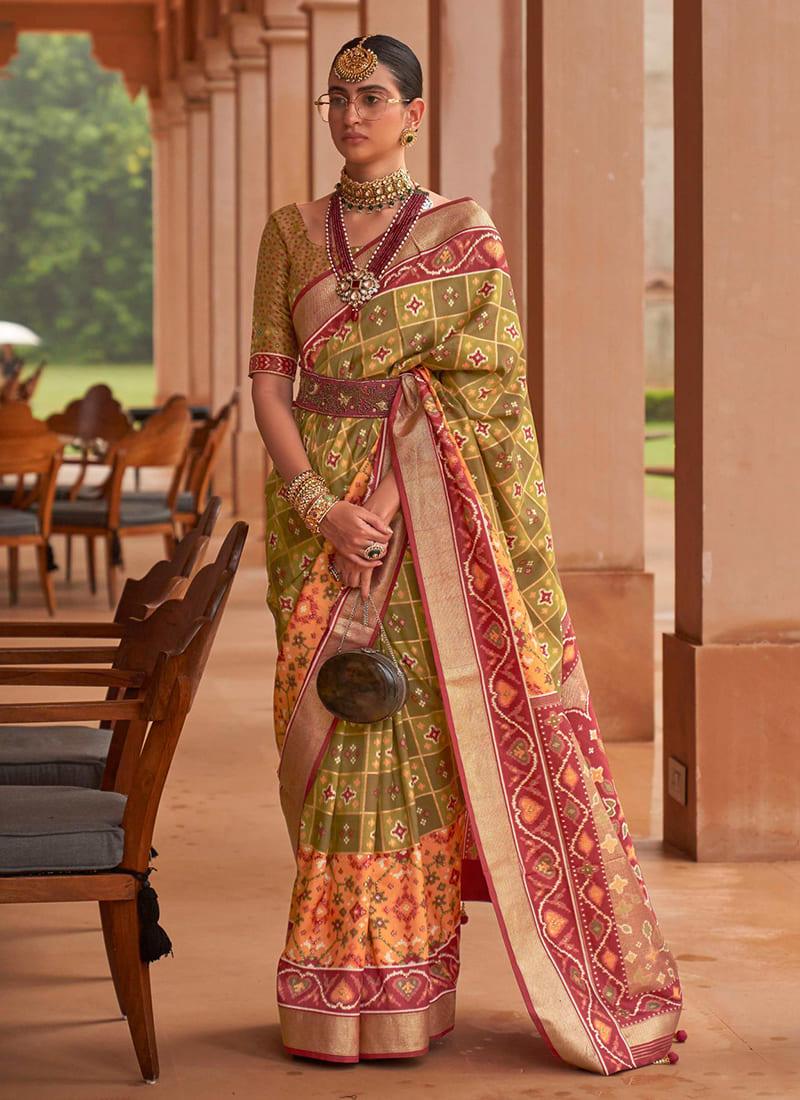 Traditional Wear Light Green Patola Saree Cheap Sale Tumblr