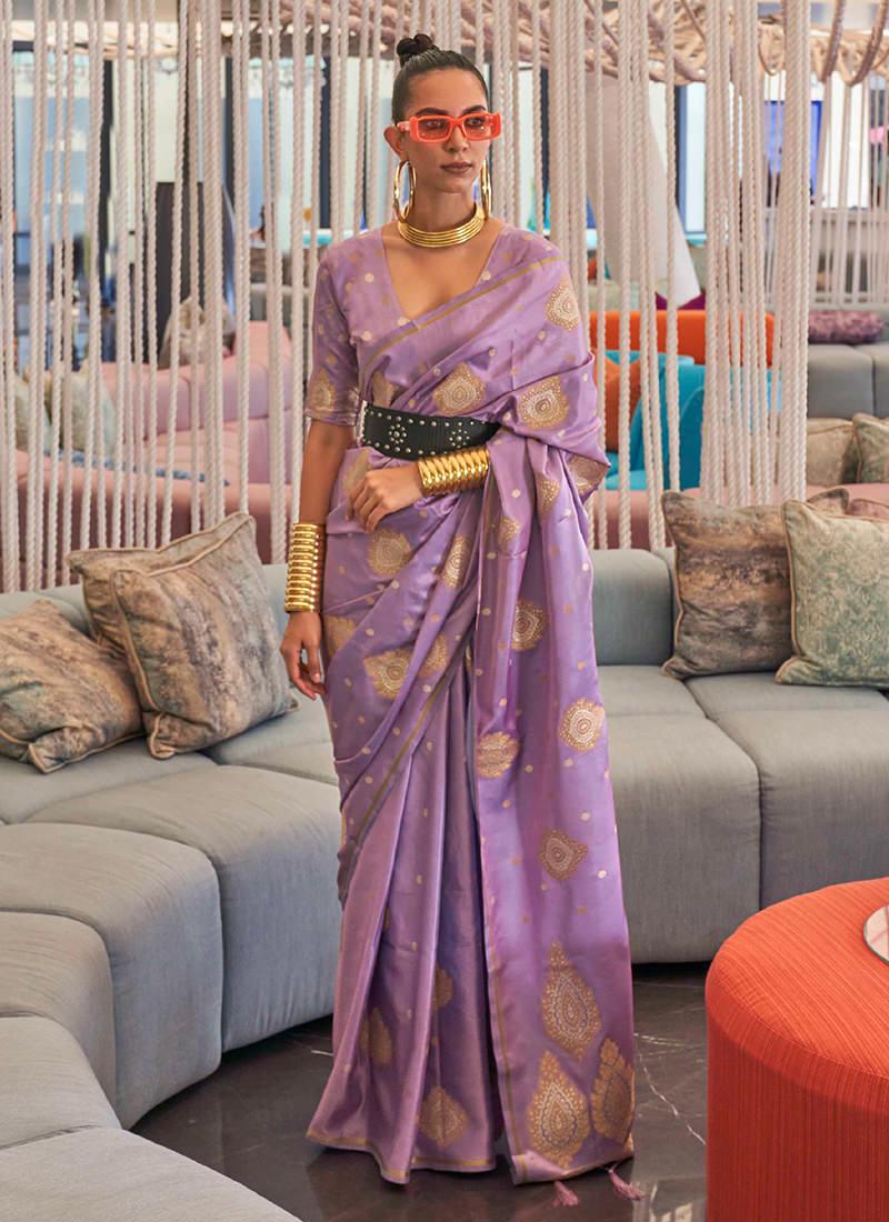 Purple Zari Weaving Classic Saree Hot Sale Online