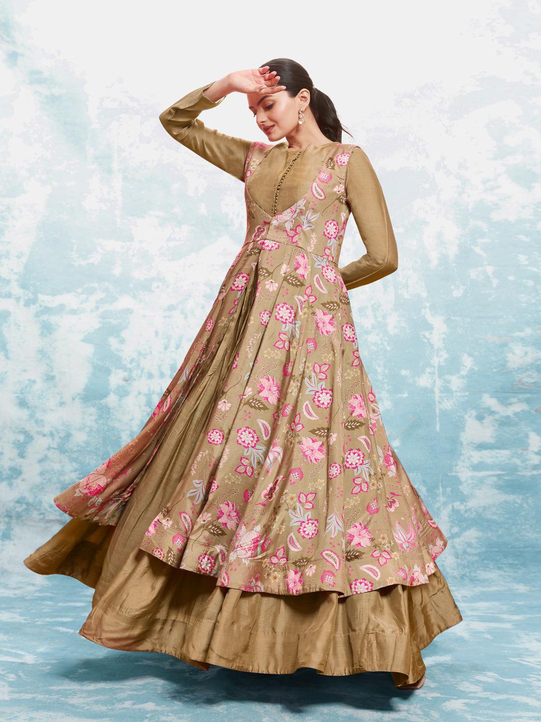 Olive color floral pattern ready-to-wear Gown Buy Cheap Visit