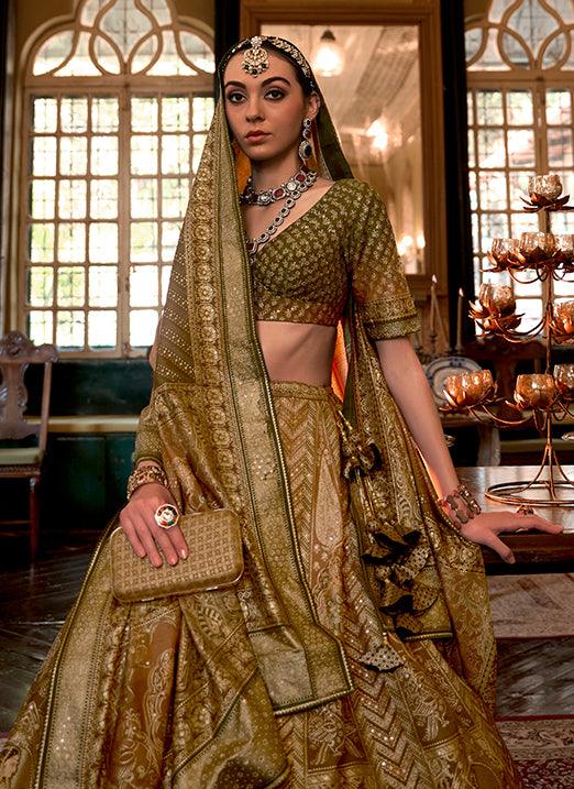 Yellow With Green Sparkle Work Smooth Rajwadi Silk Bridal Lehenga Choli Where To Buy Low Pice