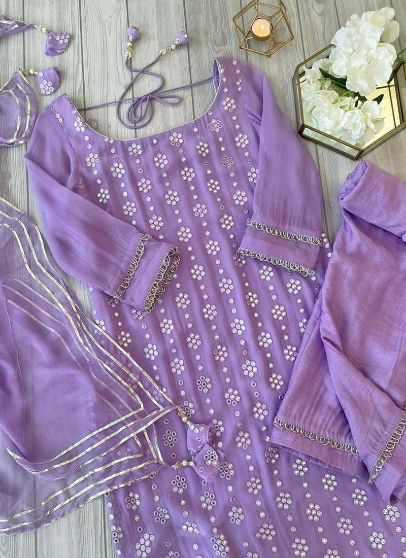 Purple Color Georgette Base Fancy Wear Kurti Set Buy Cheap Genuine